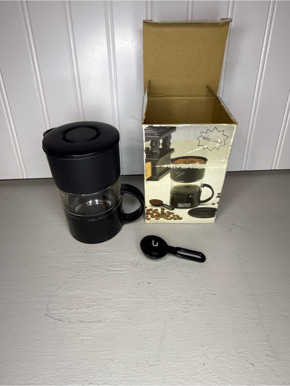ENJOY Coffee Cup with Filter Net, a vintage single-serve pour-over coffee or Tea